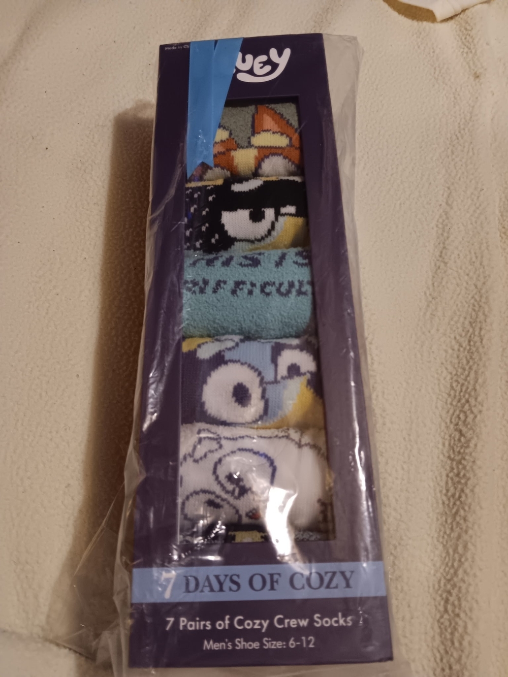Bluey 7 Days of Cozy Men's Crew Socks - Multicolor Pack (Price Is Firm)